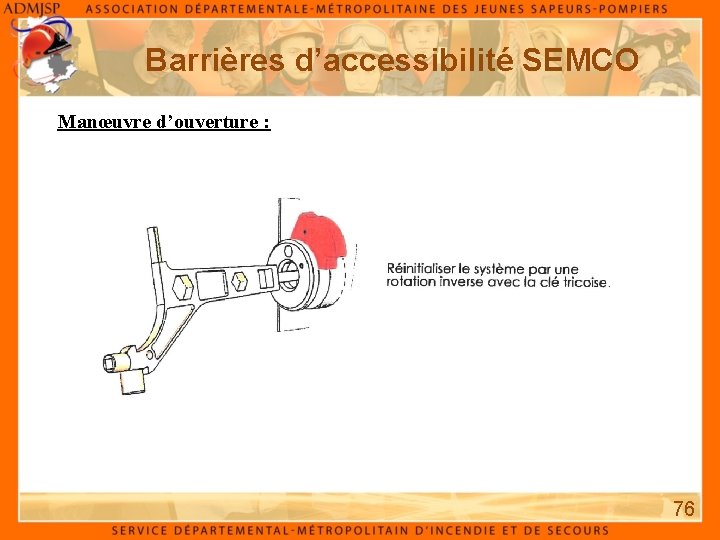 Barrières d’accessibilité SEMCO Manœuvre d’ouverture : 76 Barrières d’accessibilité SEMCO Manœuvre d’ouverture : 76