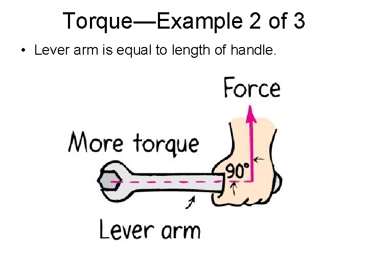 Torque—Example 2 of 3 • Lever arm is equal to length of handle. 