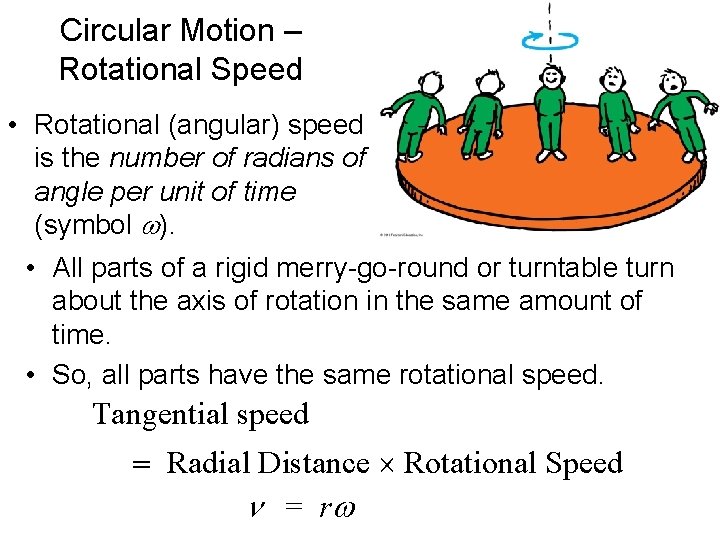 Circular Motion – Rotational Speed • Rotational (angular) speed is the number of radians