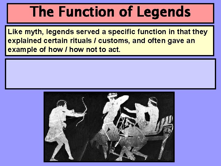The Function of Legends Like myth, legends served a specific function in that they