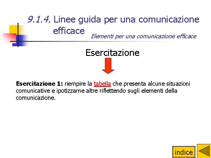 9. 1. 4. Linee guida per una comunicazione efficace Elementi per una comunicazione efficace