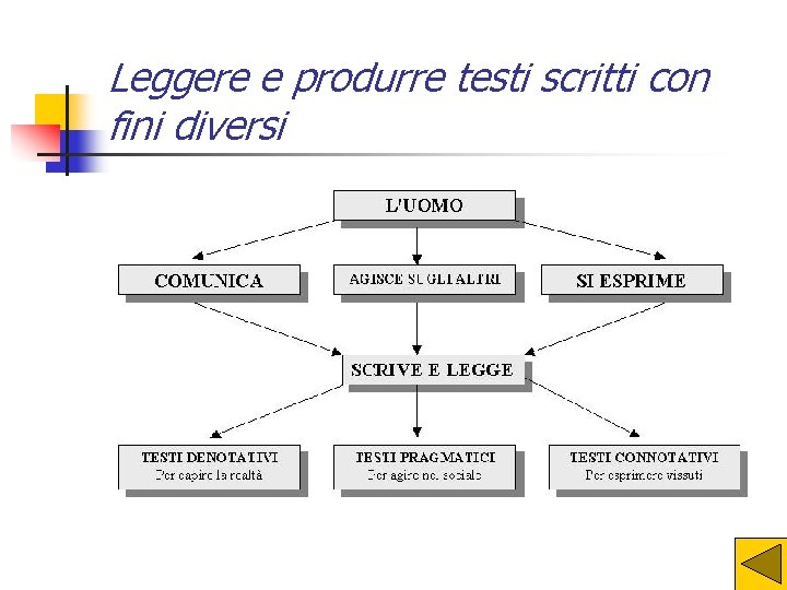 Leggere e produrre testi scritti con fini diversi 