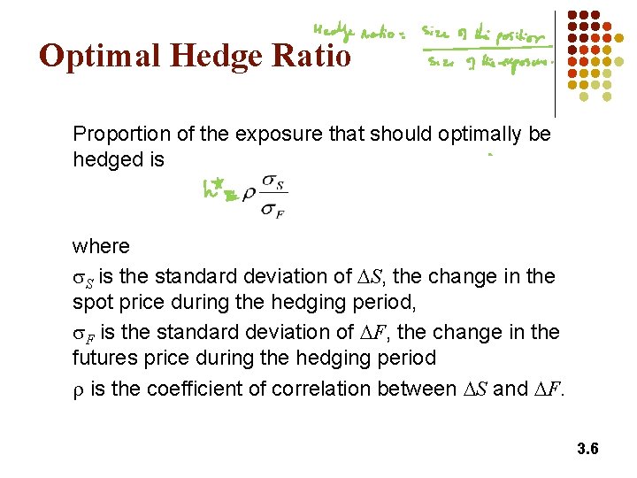 Optimal Hedge Ratio Proportion of the exposure that should optimally be hedged is where