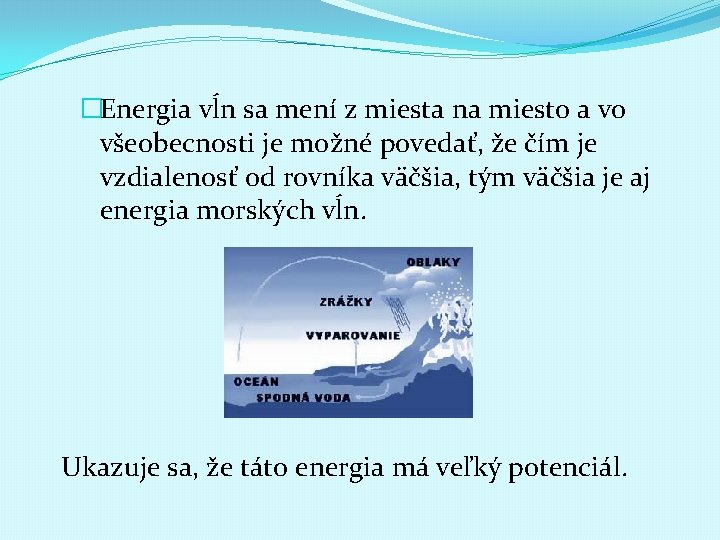 �Energia vĺn sa mení z miesta na miesto a vo všeobecnosti je možné povedať,
