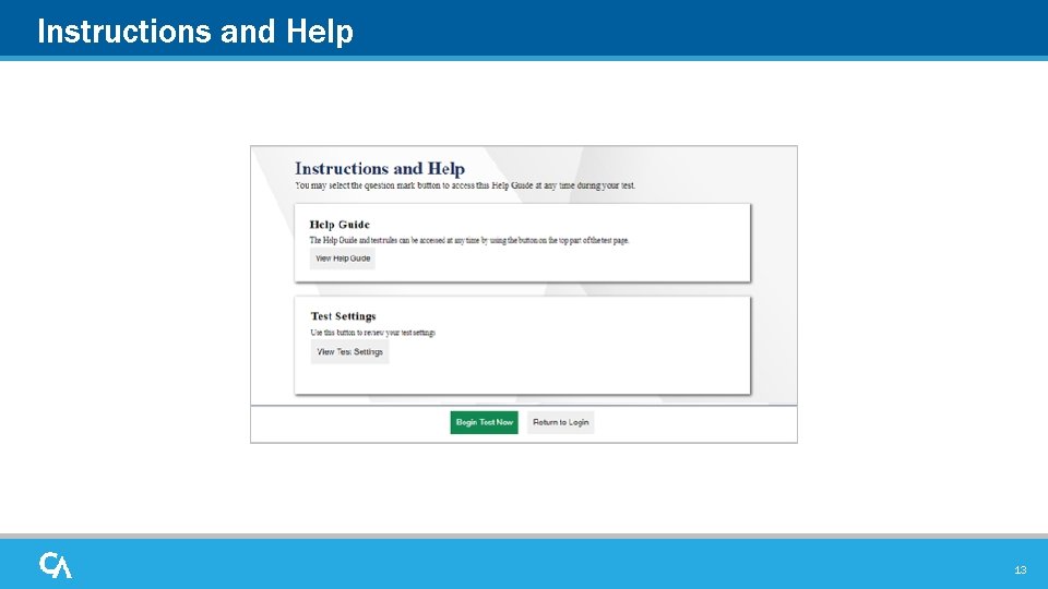 Student Interface for Online Testing Training Module 2020
