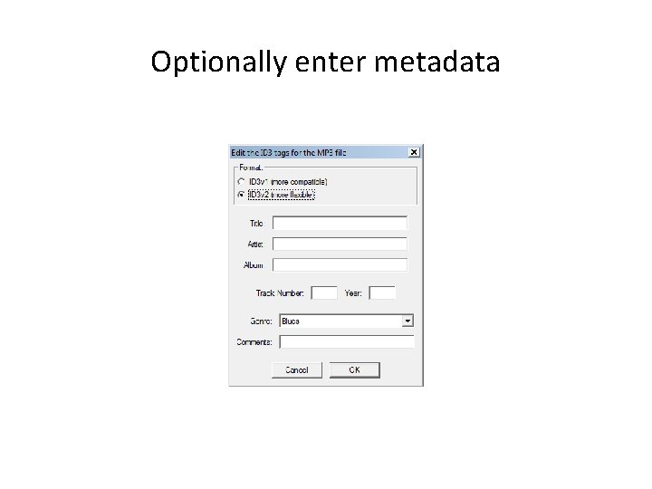 Optionally enter metadata 