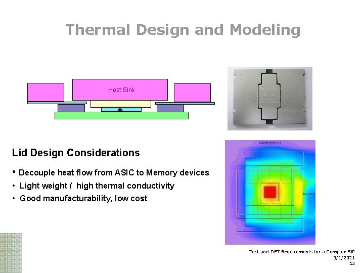 Thermal Design and Modeling Heat Sink die Lid Design Considerations • Decouple heat flow