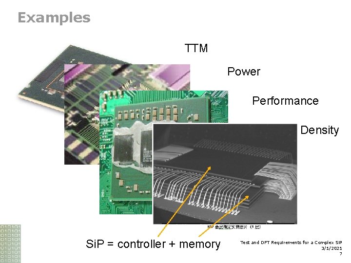 Examples TTM Power Performance Density Si. P = controller + memory Test and DFT