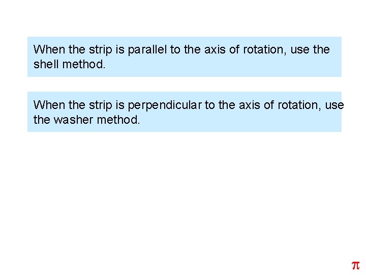 When the strip is parallel to the axis of rotation, use the shell method.