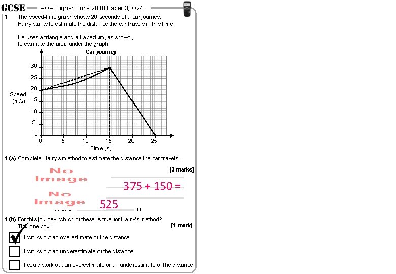 AQA Higher: June 2018 Paper 3, Q 24 The speed-time graph shows 20 seconds