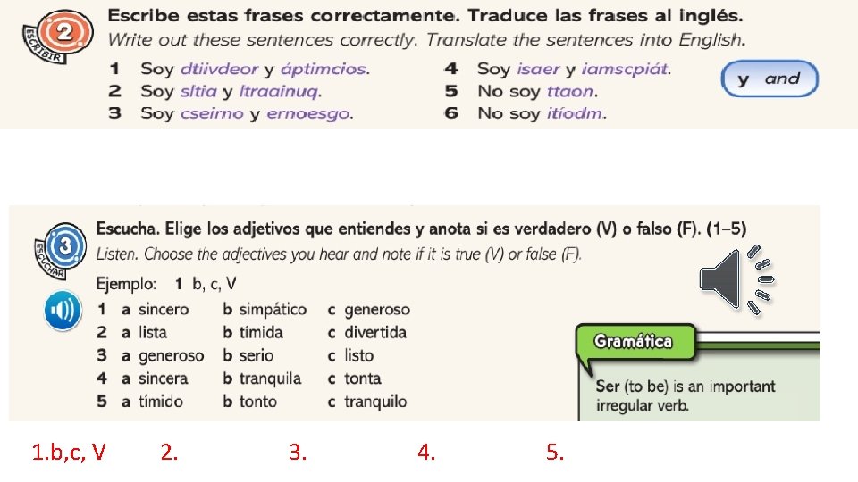 1. b, c, V 2. 3. 4. 5. 