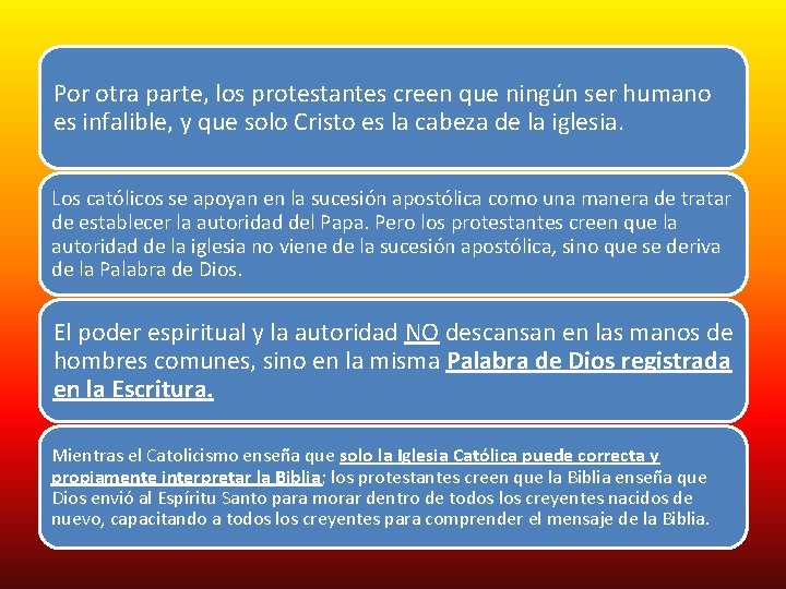 Por otra parte, los protestantes creen que ningún ser humano es infalible, y que