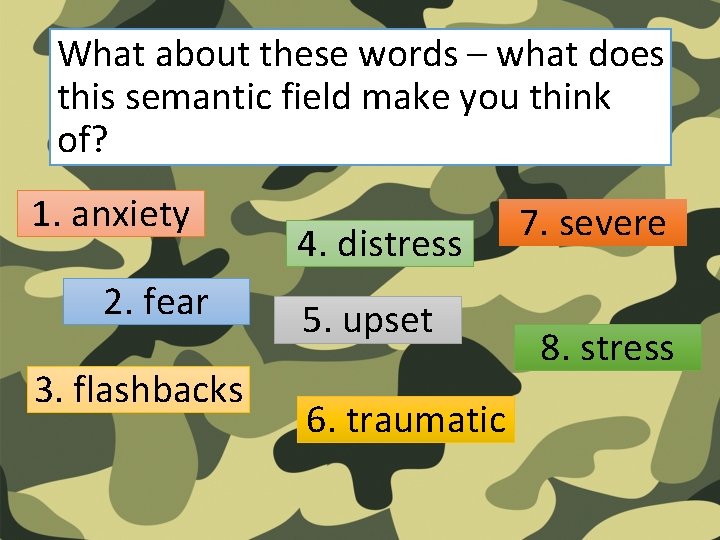 What about these words – what does this semantic field make you think of?