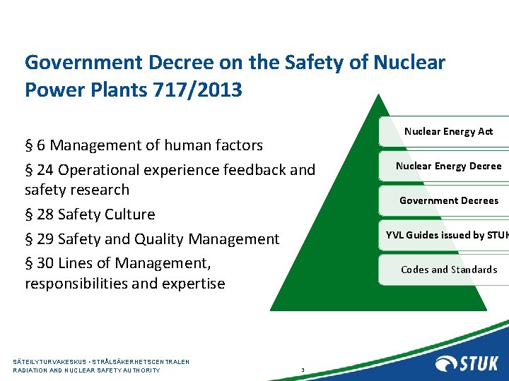 Government Decree on the Safety of Nuclear Power Plants 717/2013 § 6 Management of