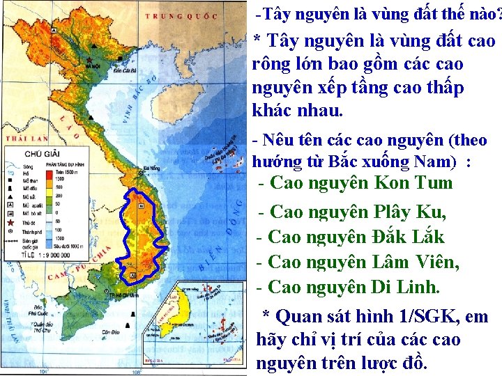 -Tây nguyên là vùng đất thế nào? * Tây nguyên là vùng đất cao