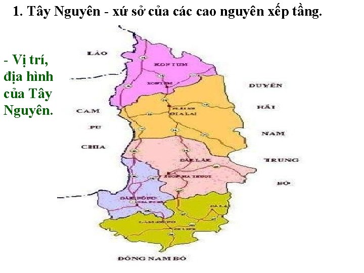 1. Tây Nguyên - xứ sở của các cao nguyên xếp tầng. - Vị