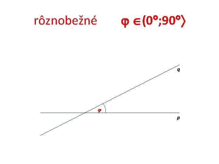  (0 ; 90 rôznobežné q p 
