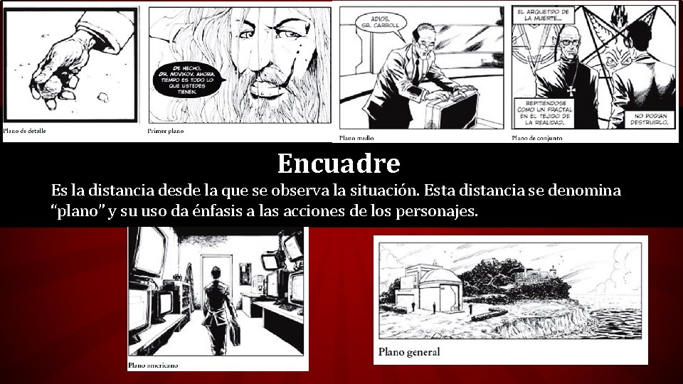 Encuadre Es la distancia desde la que se observa la situación. Esta distancia se