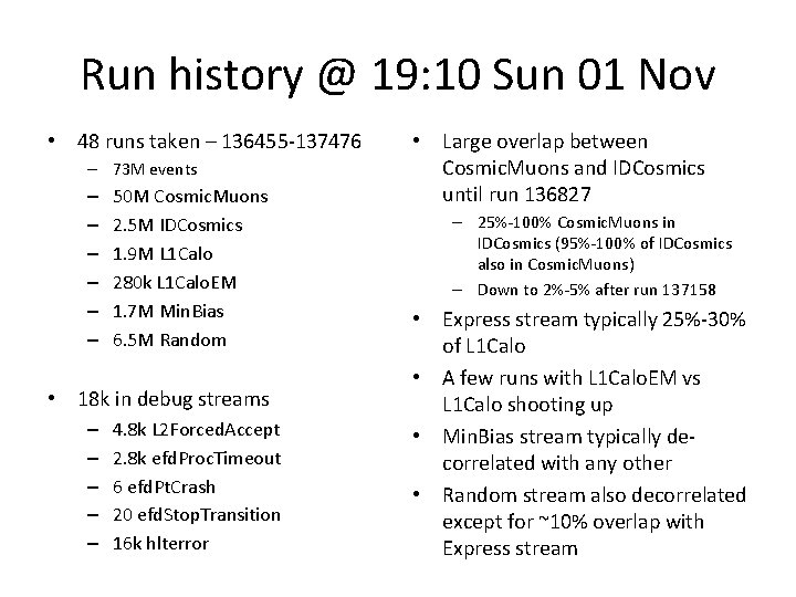 Run history @ 19: 10 Sun 01 Nov • 48 runs taken – 136455