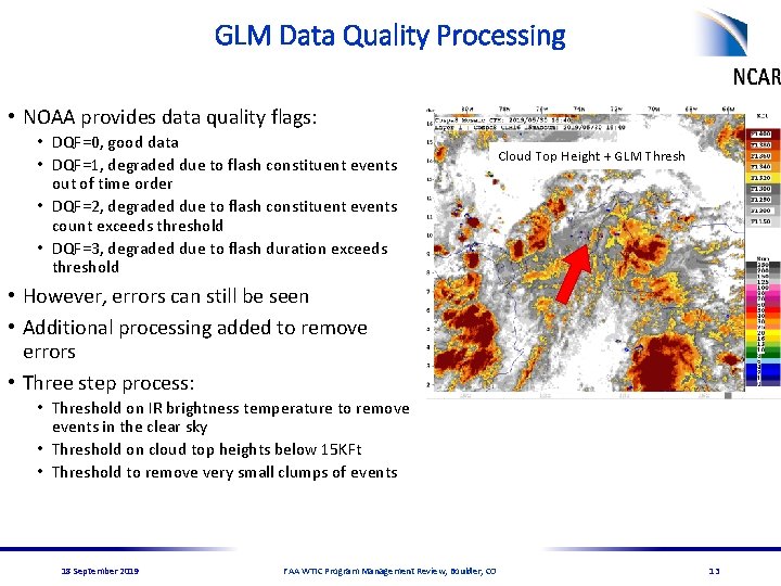 GLM Data Quality Processing • NOAA provides data quality flags: • DQF=0, good data