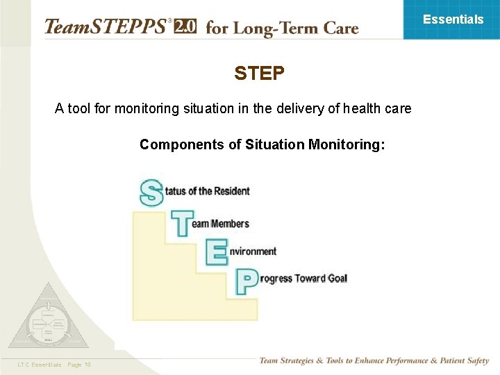 Essentials STEP A tool for monitoring situation in the delivery of health care Components