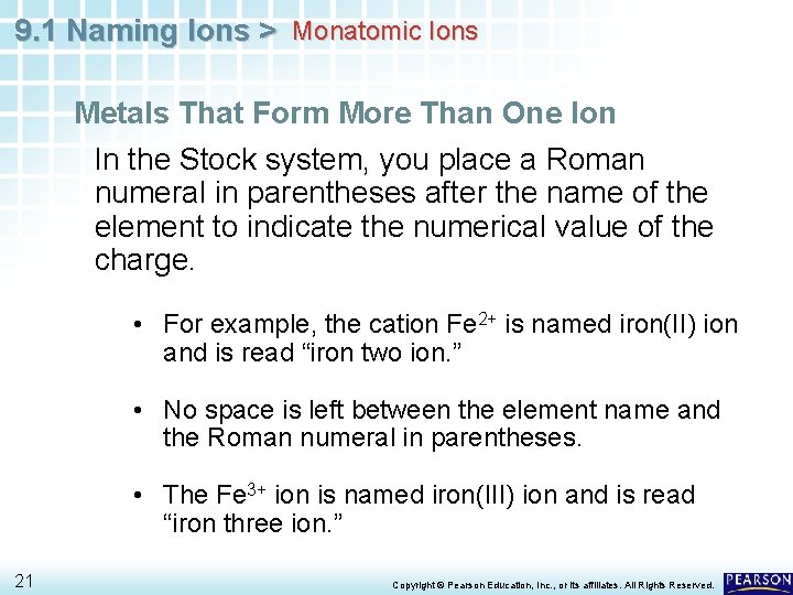 9. 1 Naming Ions > Monatomic Ions Metals That Form More Than One Ion