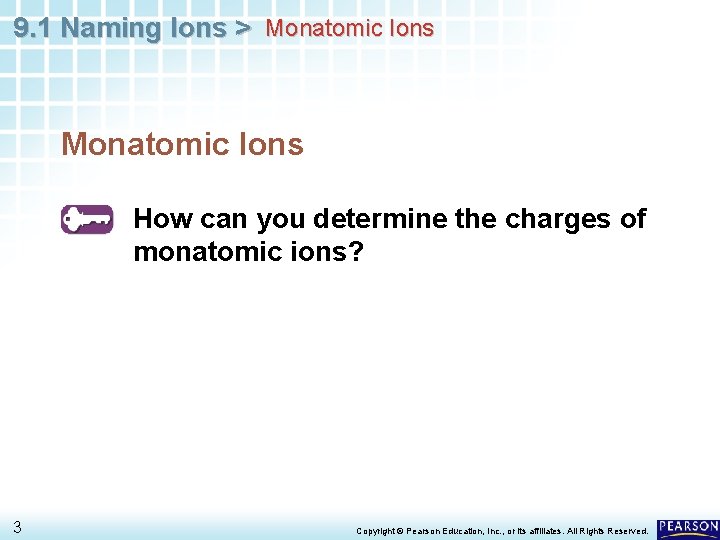 9. 1 Naming Ions > Monatomic Ions How can you determine the charges of