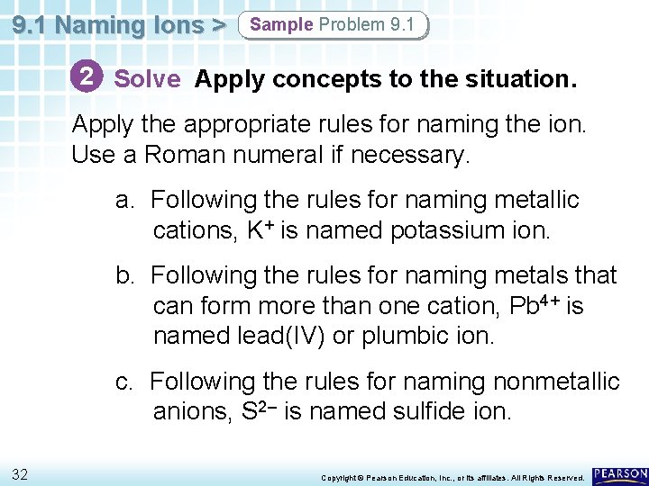 9. 1 Naming Ions > Sample Problem 9. 1 2 Solve Apply concepts to
