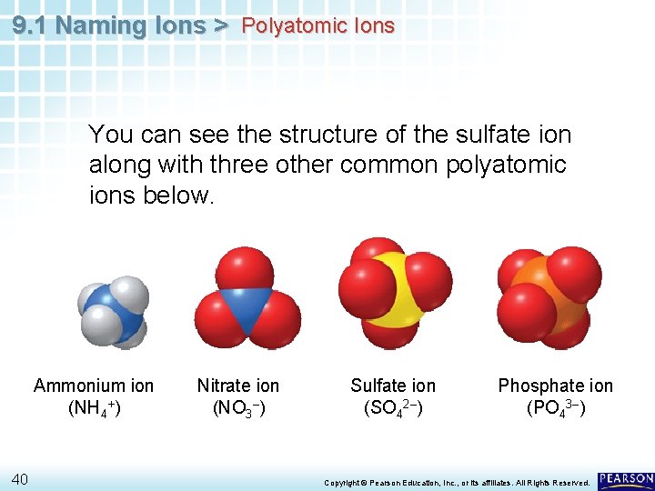 9. 1 Naming Ions > Polyatomic Ions You can see the structure of the