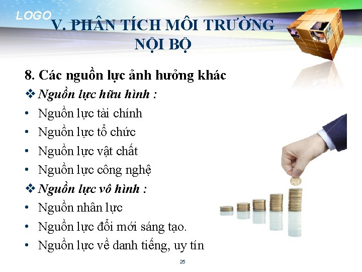 LOGO V. PH N TÍCH MÔI TRƯỜNG NỘI BỘ 8. Các nguồn lực ảnh