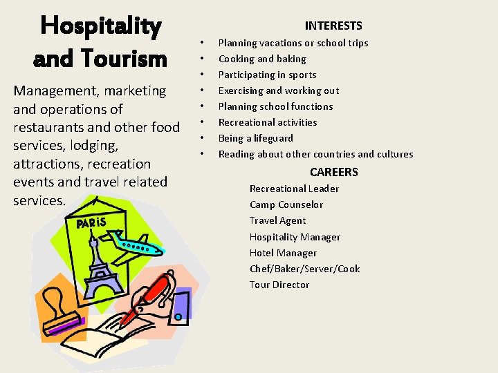 Hospitality and Tourism Management, marketing and operations of restaurants and other food services, lodging,