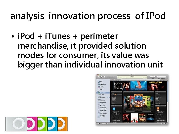 analysis innovation process of IPod • i. Pod + i. Tunes + perimeter merchandise, analysis innovation process of IPod • i. Pod + i. Tunes + perimeter merchandise,