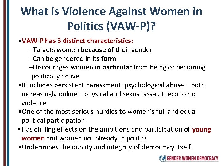 Addressing Violence Against Women in Politics A Theory