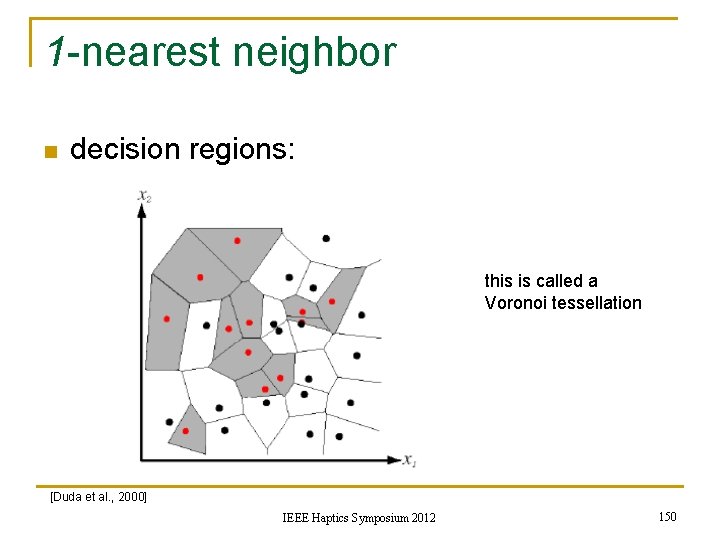 1 -nearest neighbor n decision regions: this is called a Voronoi tessellation [Duda et