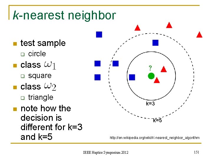 k-nearest neighbor n test sample q n class q n square class q n