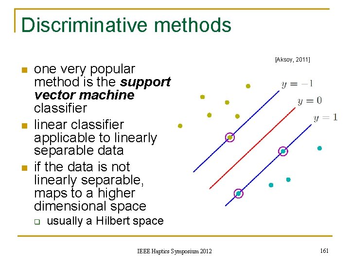 Discriminative methods n n n one very popular method is the support vector machine