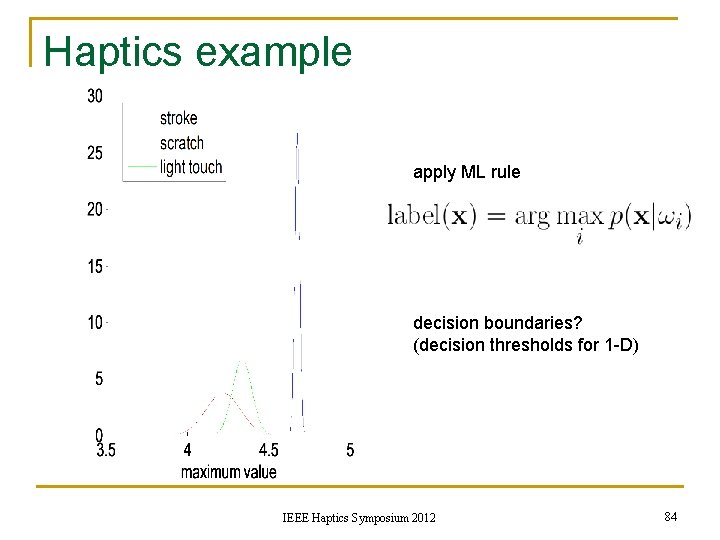 Haptics example apply ML rule decision boundaries? (decision thresholds for 1 -D) IEEE Haptics