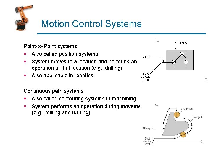 Motion Control Systems Point-to-Point systems § Also called position systems § System moves to