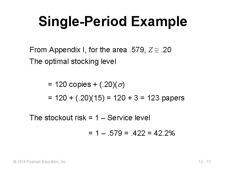 Single-Period Example From Appendix I, for the area. 579, Z . 20 The optimal