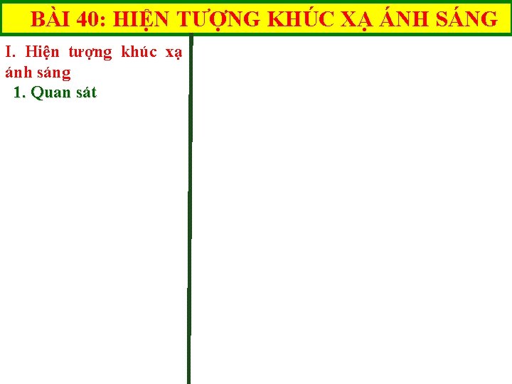 BÀI 40: HIỆN TƯỢNG KHÚC XẠ ÁNH SÁNG I. Hiện tượng khúc xạ ánh