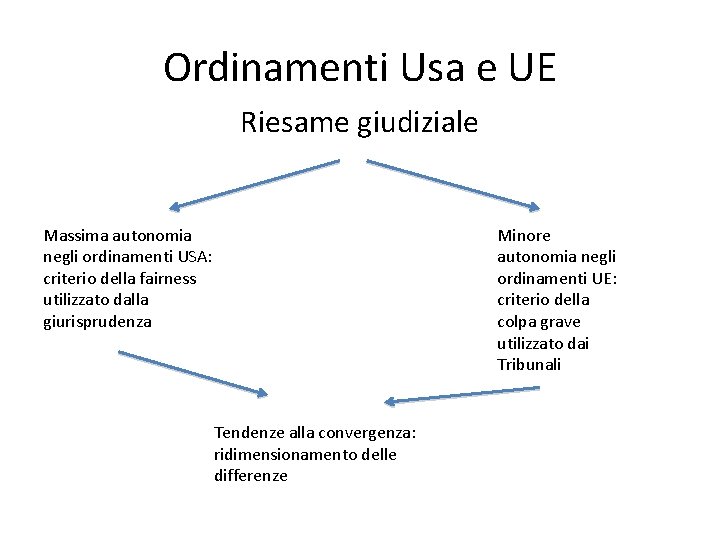 Ordinamenti Usa e UE Riesame giudiziale Massima autonomia negli ordinamenti USA: criterio della fairness