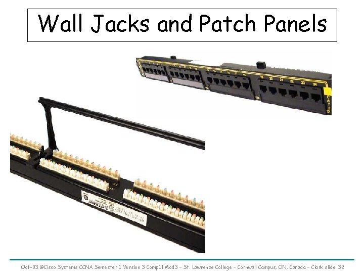 Wall Jacks and Patch Panels Oct-03 ©Cisco Systems CCNA Semester 1 Version 3 Comp