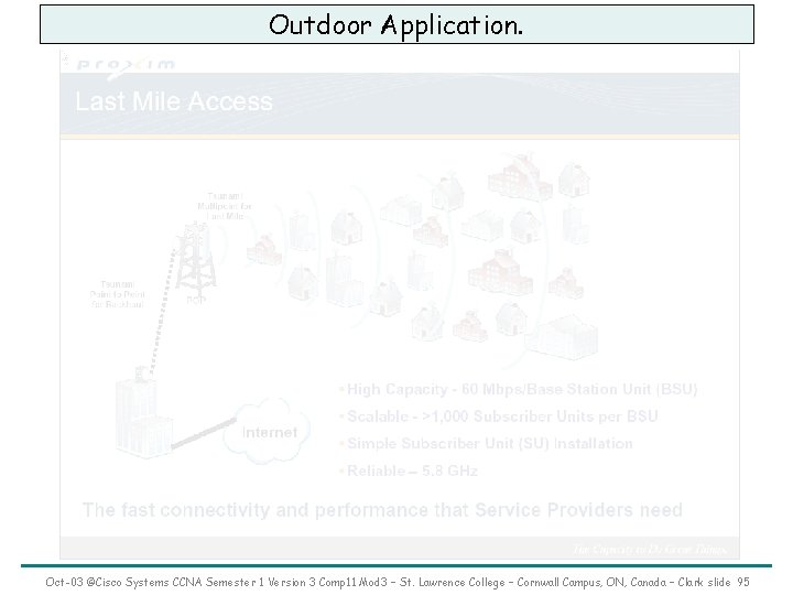 Outdoor Application. Oct-03 ©Cisco Systems CCNA Semester 1 Version 3 Comp 11 Mod 3
