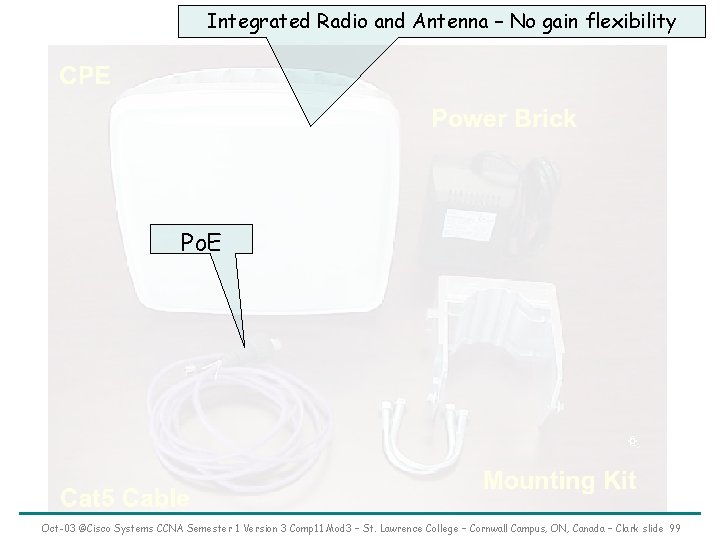 Integrated Radio and Antenna – No gain flexibility Po. E Oct-03 ©Cisco Systems CCNA