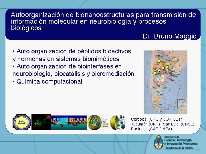 Autoorganización de bionanoestructuras para transmisión de información molecular en neurobiología y procesos biológicos Dr.