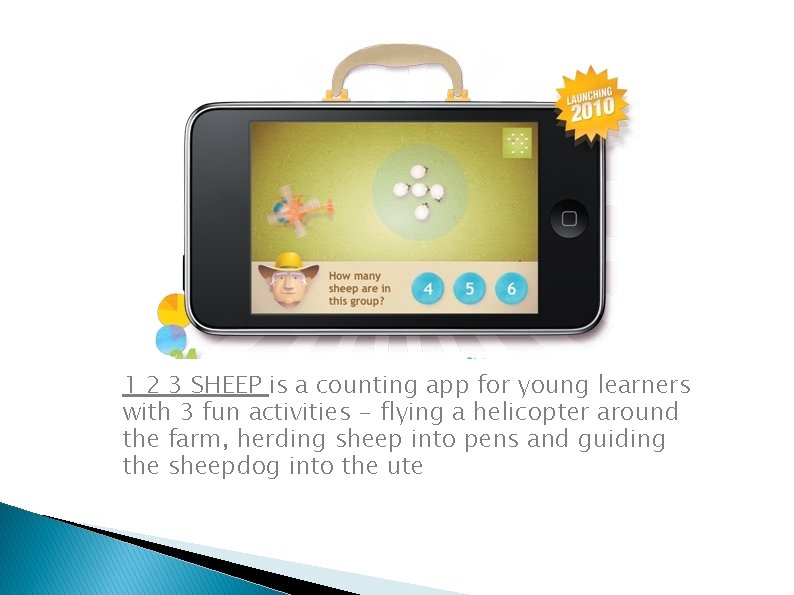 1 2 3 SHEEP is a counting app for young learners with 3 fun