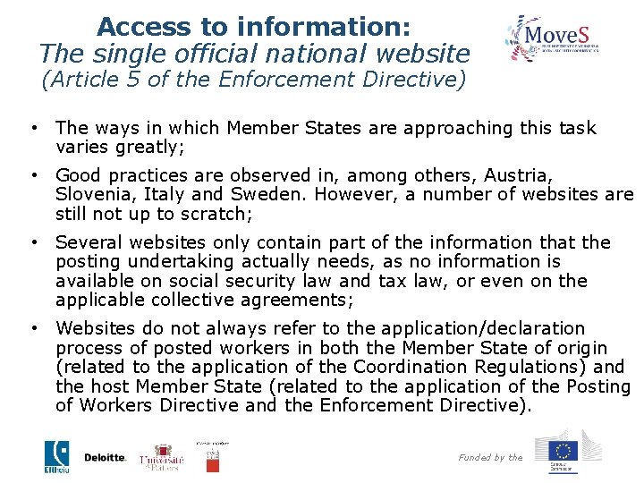 Access to information: The single official national website (Article 5 of the Enforcement Directive)