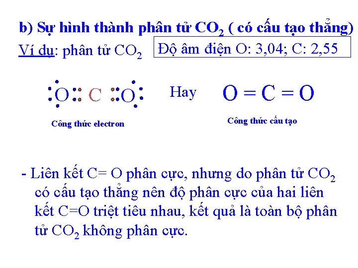 b) Sự hình thành phân tử CO 2 ( có cấu tạo thẳng) Ví