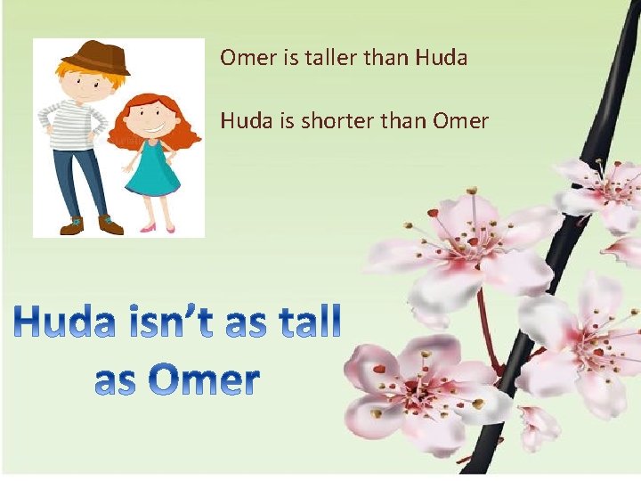 Omer is taller than Huda is shorter than Omer 