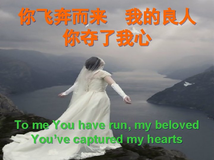 你飞奔而来 我的良人 你夺了我心 To me You have run, my beloved You’ve captured my hearts